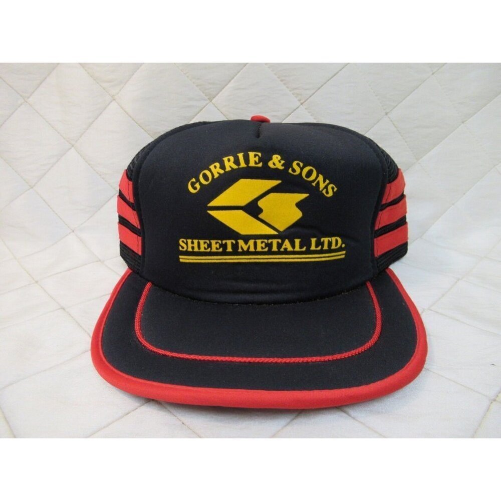 Gorrie Sons Sheet Metal Trucker Hat Snapback Size-a-just 3 Stripes NEW NOS